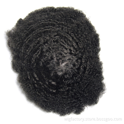 afro curly toupee human hair for men,360 wave human curly hair toupee for man,high quality curly toupee pu black men